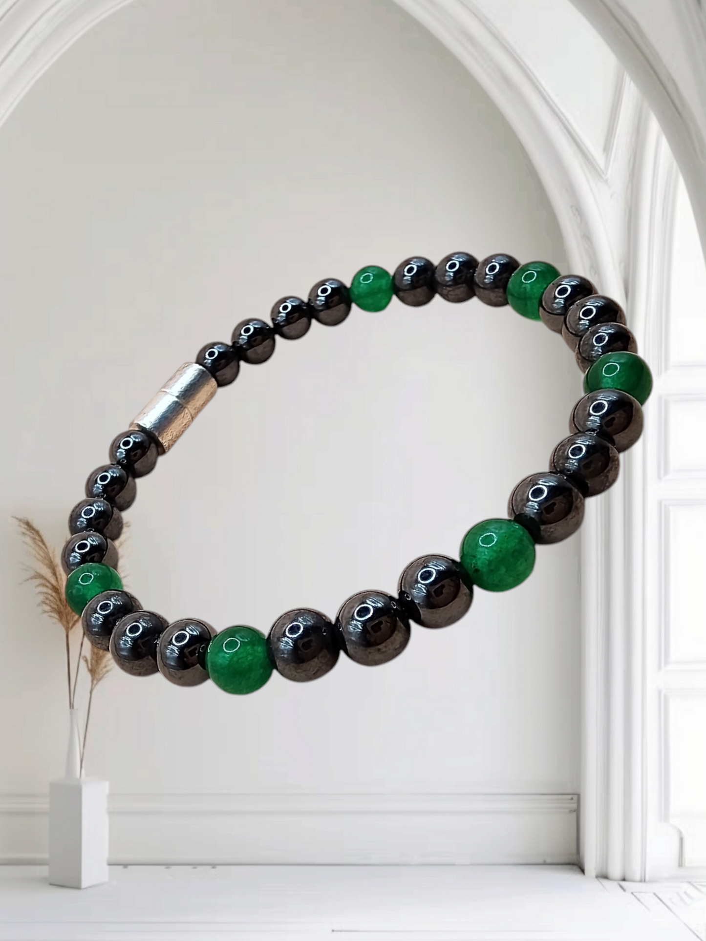 HEMATITE SINGLE BRACELET WITH GEMSTONE