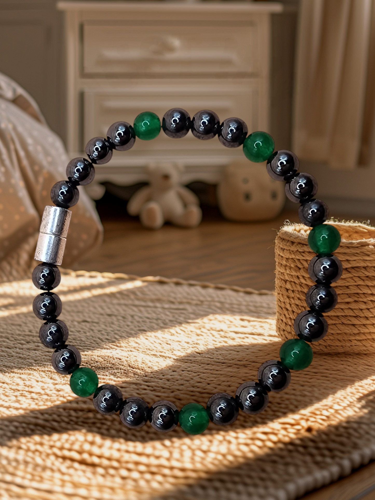 HEMATITE SINGLE BRACELET WITH GEMSTONE