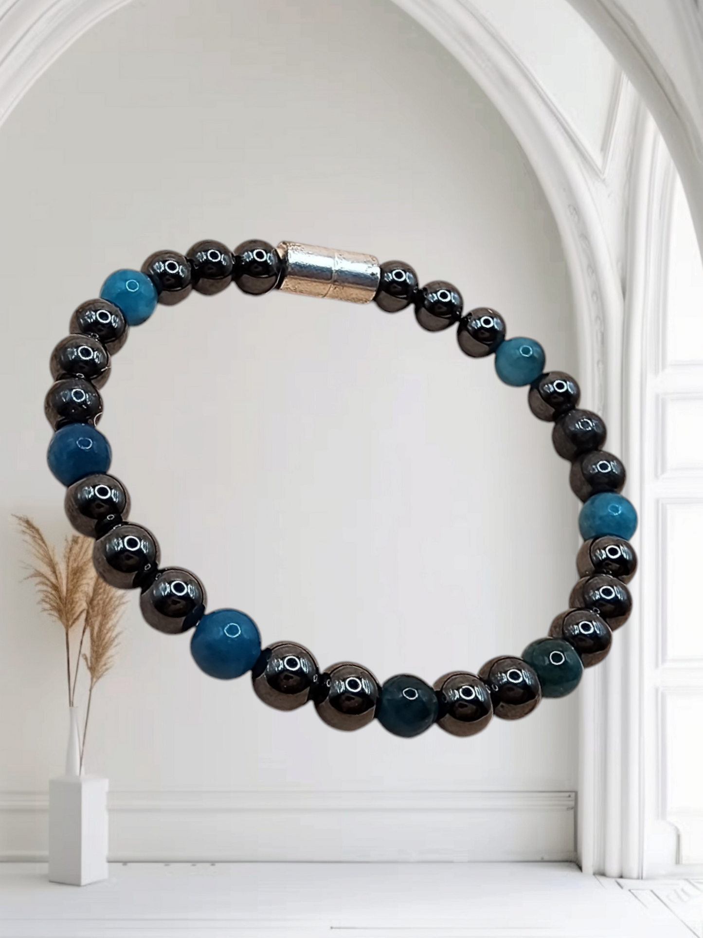 HEMATITE SINGLE BRACELET WITH GEMSTONE