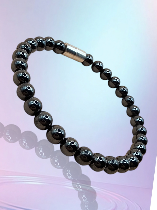 HANDMADE BEADED BRACELET WIHT HEMATITE MAGNETIC STONES