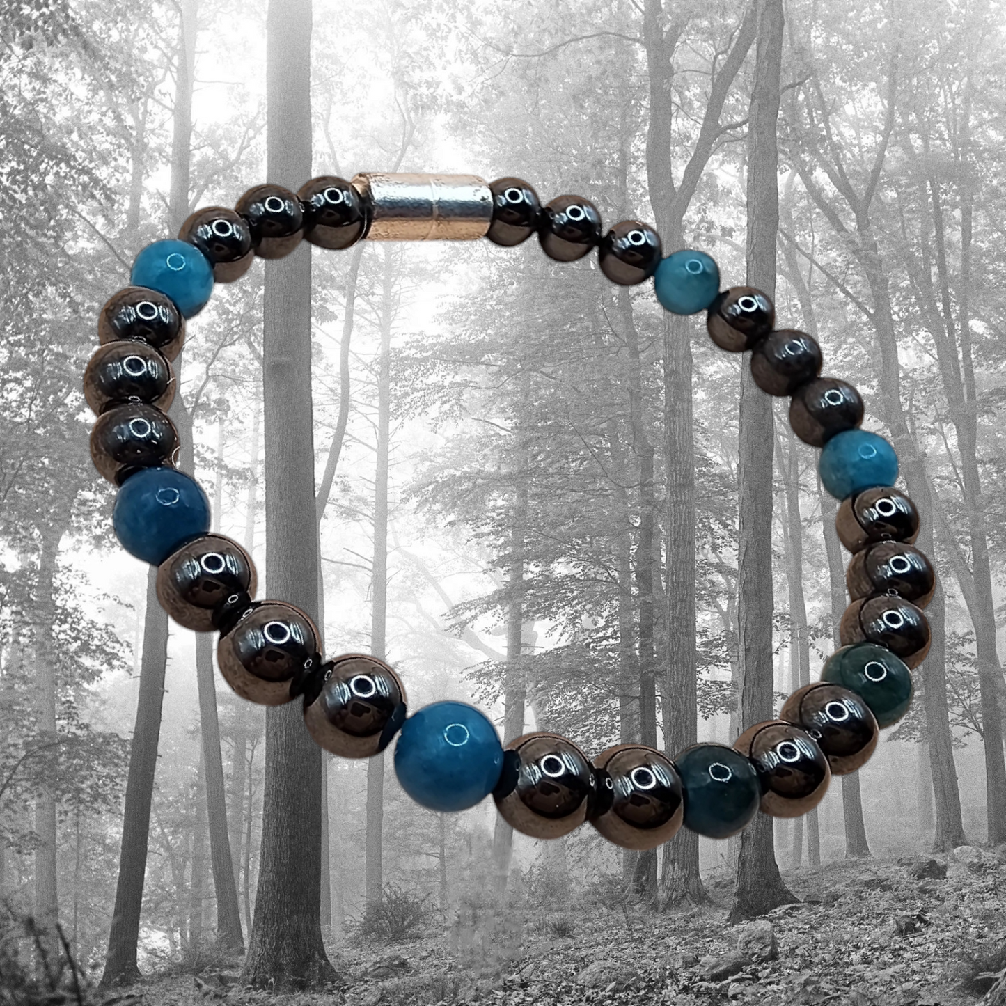 HEMATITE SINGLE BRACELET WITH GEMSTONE